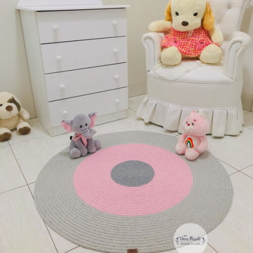 Tapete Infantil Cinza E Rosa