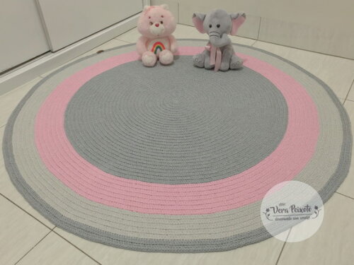 Tapete Infantil Cinza E Rosa