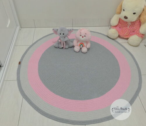 Tapete Infantil Cinza E Rosa