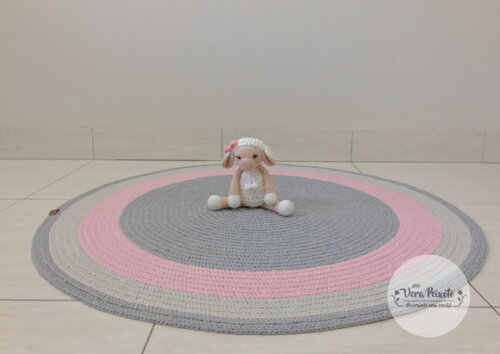 Tapete Infantil Cinza E Rosa