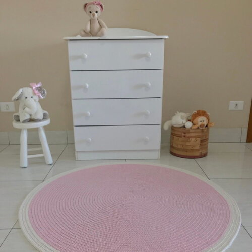Tapete Infantil Redondo Rosa Bebê