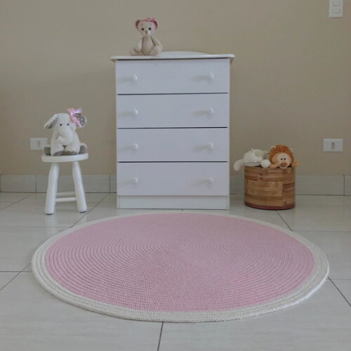 Tapete Infantil Redondo Rosa Bebê