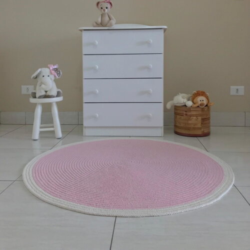 Tapete Infantil Redondo Rosa Bebê