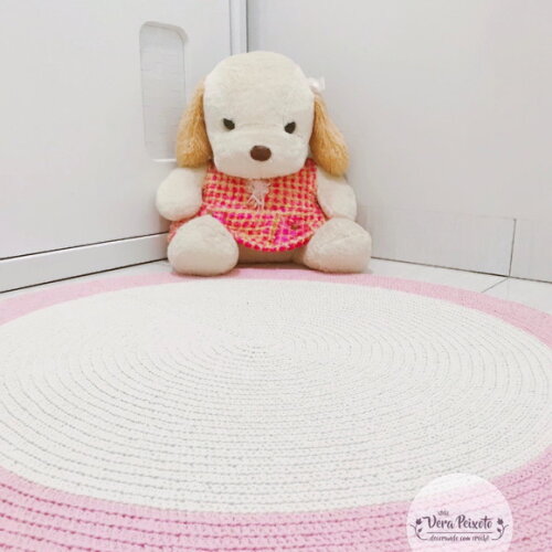 Tapete Quarto De Bebê - Off White E Rosa Bebê "