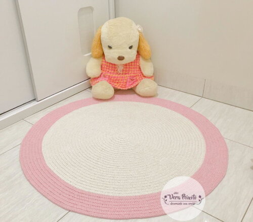 Tapete Quarto De Bebê - Off White E Rosa Bebê 