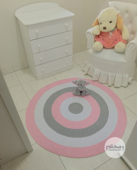 Tapete Quarto de Bebê Cinza e Rosa