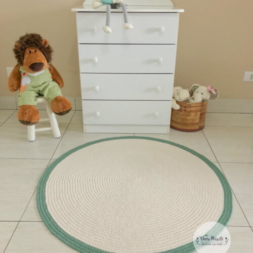Tapete Quarto de Bebê Safari- Off White e Verde 1 Metro de D