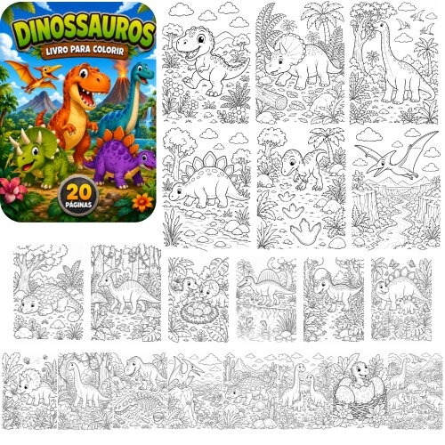 Livro para Colorir Dinossauros PDF para Imprimir