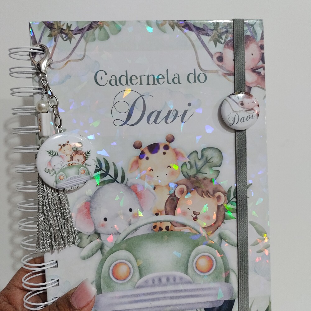 Caderneta de Vacina Personalizada Safari Baby | Capa Dura + Chave