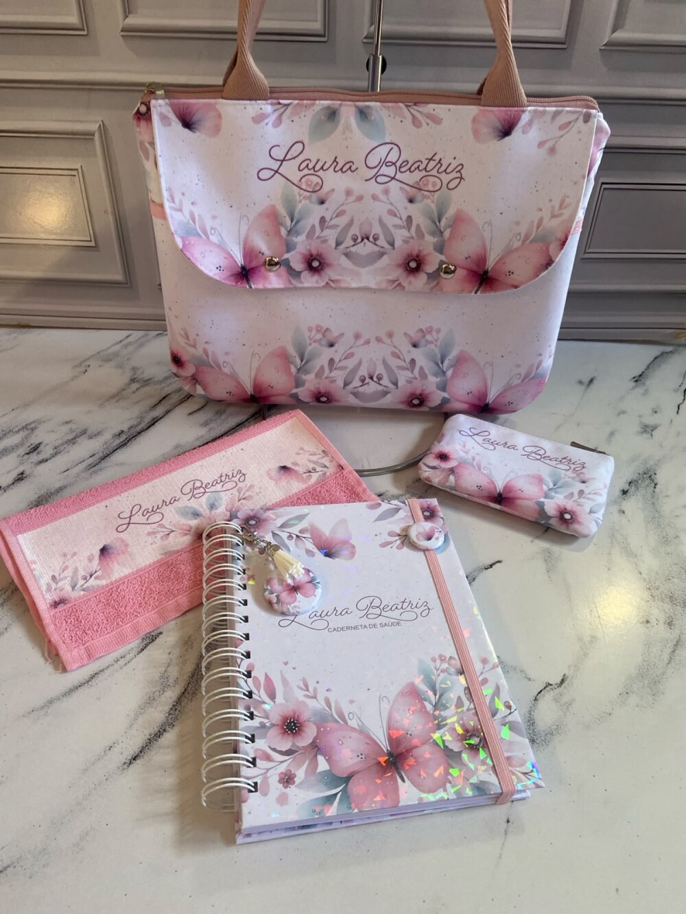 Kit Bebê Personalizado Borboleta Rosa