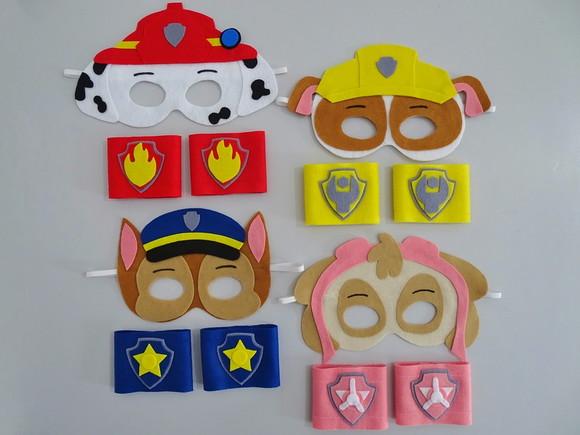 Kit Fantasia Patrulha Canina Máscara e Bracelete Feltro