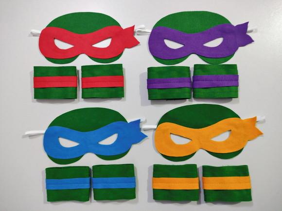 Kit Fantasia Tartarugas Ninja Máscara e Bracelete