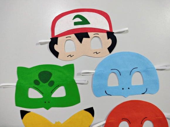 Fantasia Máscara Pokemon Lembrancinha Feltro