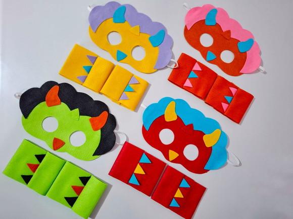 Kit Fantasia Máscara e Bracelete Dinossauros Lembrancinha