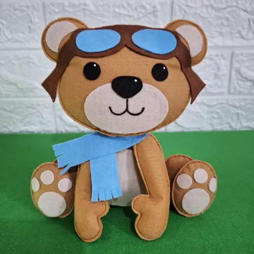 Centro de Mesa Urso Aviador Lembrancinha Feltro