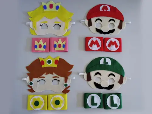Kit Fantasia Máscara e Bracelete Super Mario Bros