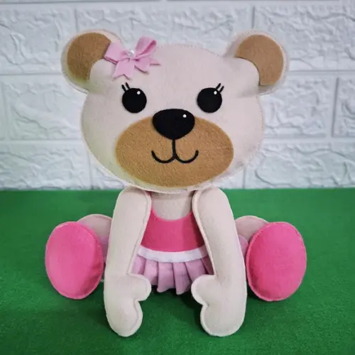 Enfeite de Mesa Ursa Bailarina Lembrancinha Feltro