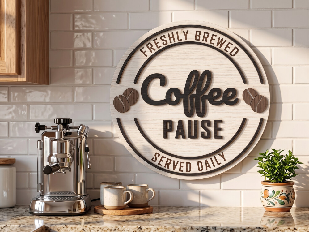 Placa Decorativa Café 3D em Camadas MDF