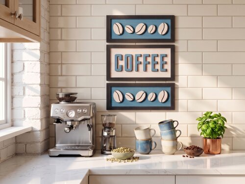 Placa Decorativa de Café 3D Em Camadas MDF