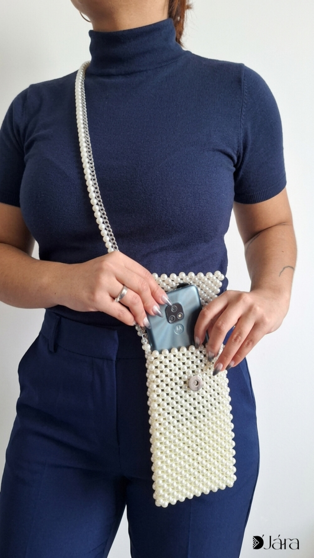 Porta celular | bolsa | pérolas | miçangas