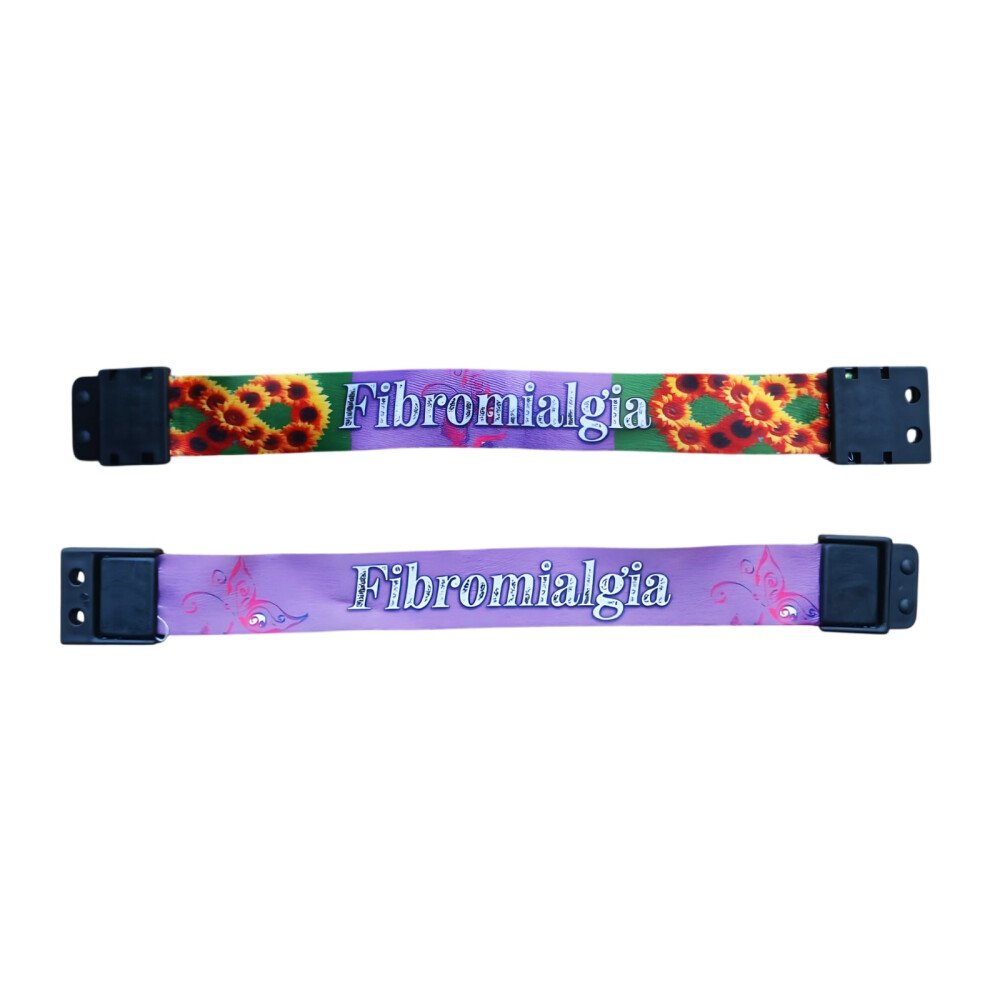 Kit 2 Pulseiras de identificação Girassol Fibromialgia