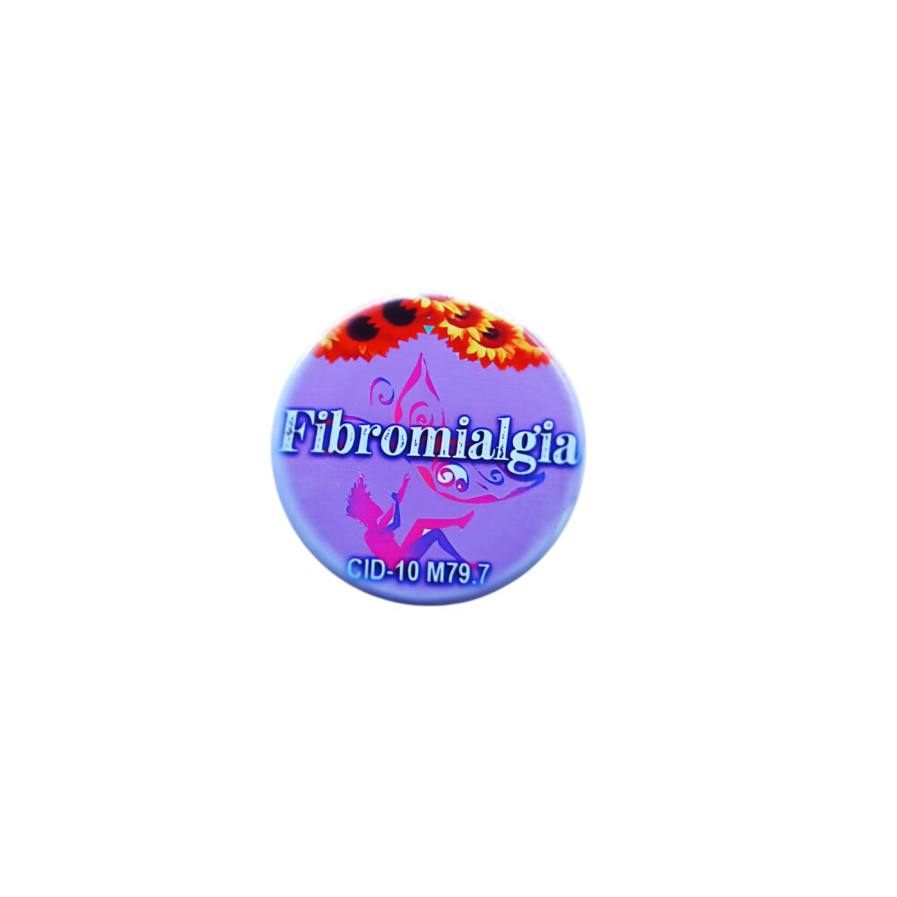 Kit Pulseira Girassol Fibromialgia + Botton Identificador Roxo