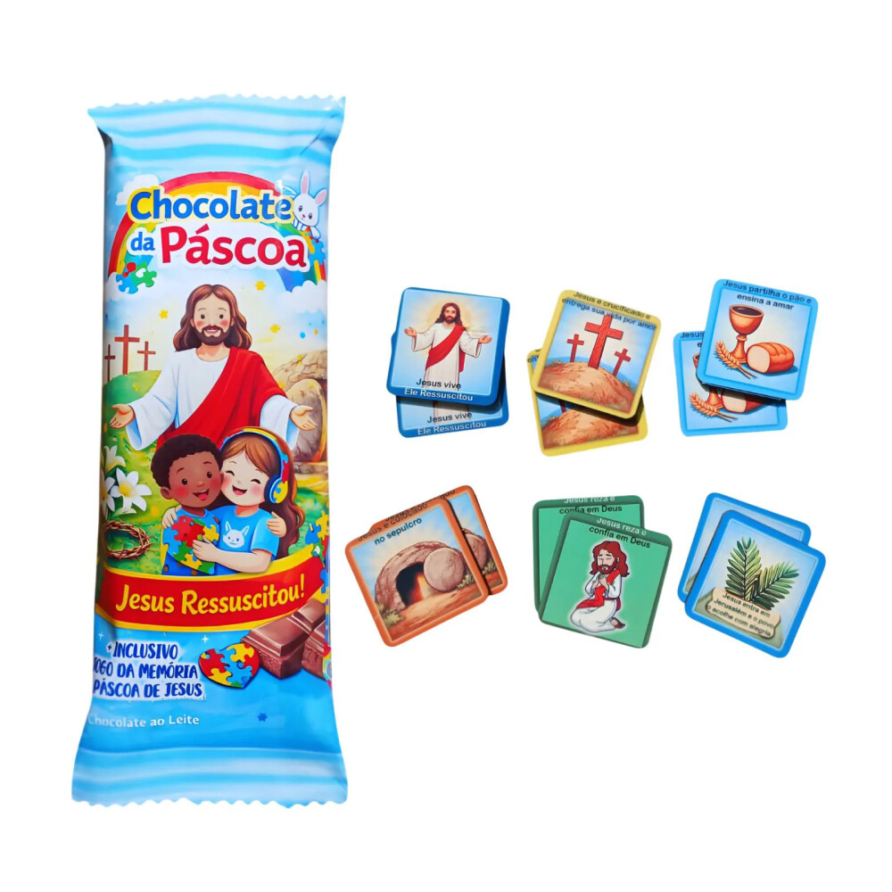 Kit 2 Barras de chocolate Páscoa Inclusiva para Autistas com 2 j
