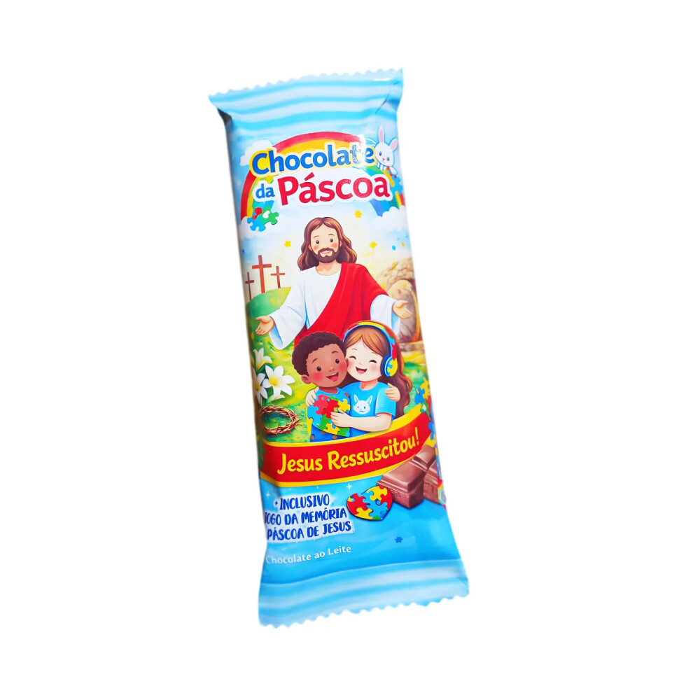 Kit 2 Barras de chocolate Páscoa Inclusiva para Autistas com 2 j