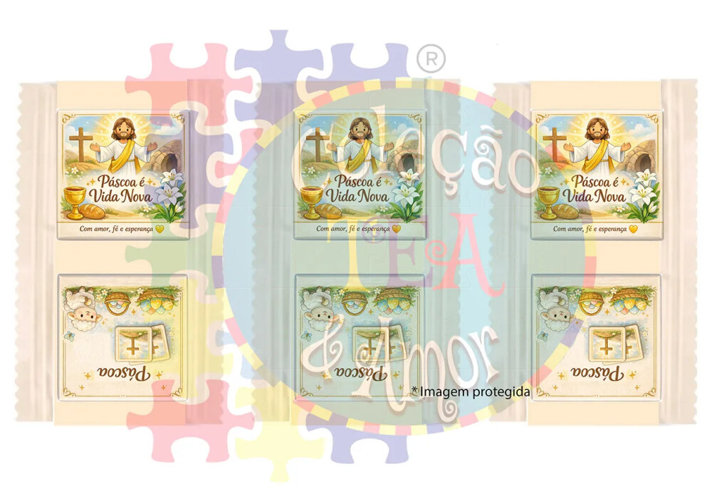 Kit 12 adesivos de Páscoa religiosos para tabletes de chocolates
