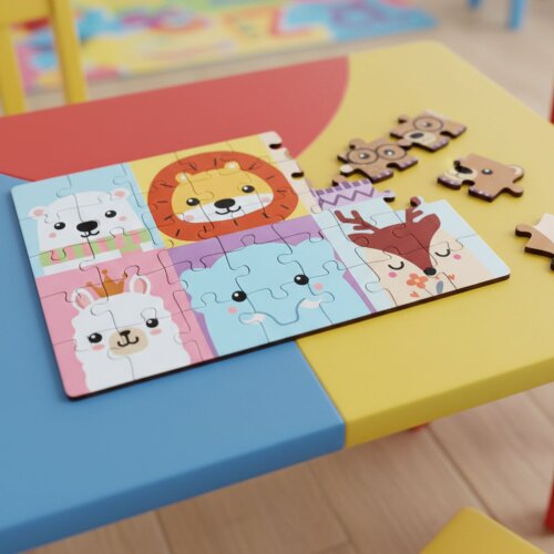 Quebra-cabeça Infantil Animais Fofinhos em MDF + Jogo da Memóri