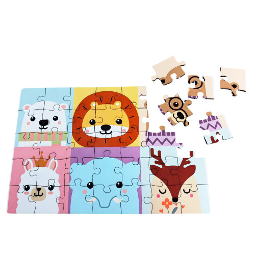 Quebra-cabeça Infantil Animais Fofinhos em MDF + Jogo da Memóri