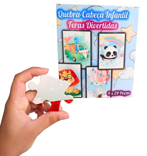Super Kit 4 Quebra-cabeças Feras Divertidas Para Crianças