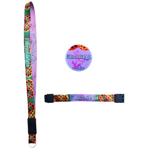 Cordão Girassol identificador Fibromialgia + Botton identificador + Pulseira Girassol