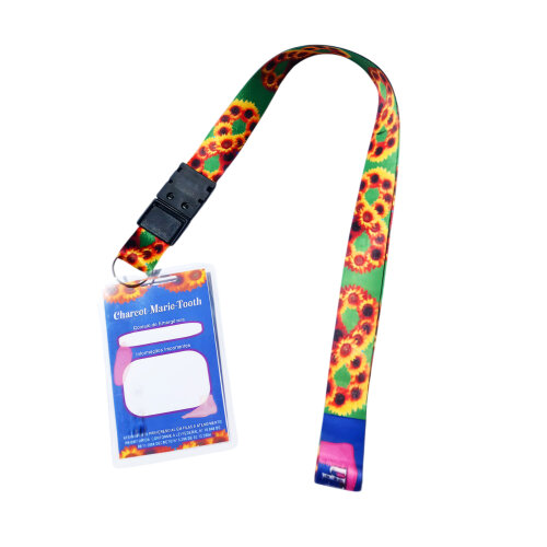 Cordão de identificação Charcot-Marie-Tooth com Girassol Dupla face e crachá padrão