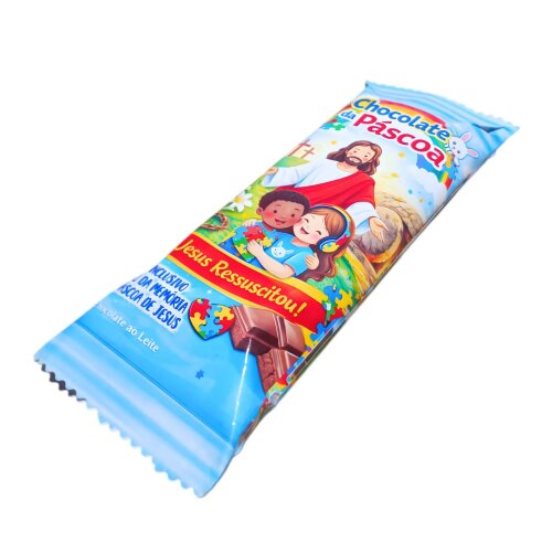 Kit 2 Barras de chocolate Páscoa Inclusiva para Autistas com 2 j