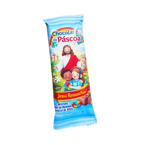 Kit 2 Barras de chocolate Páscoa Inclusiva para Autistas com 2 j