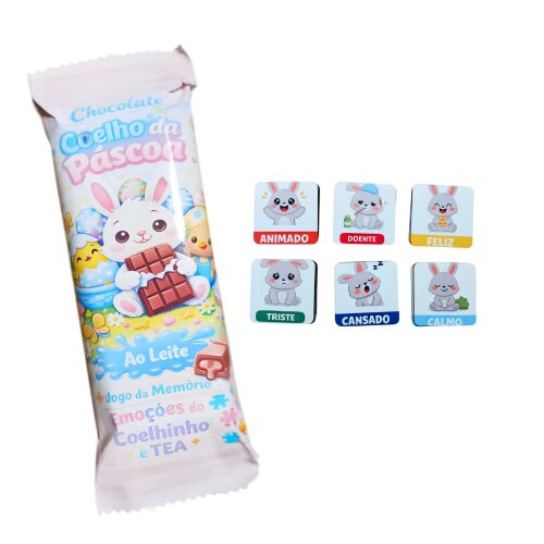 Kit 2 Barras de chocolate Páscoa Inclusiva para Autistas com 2 j