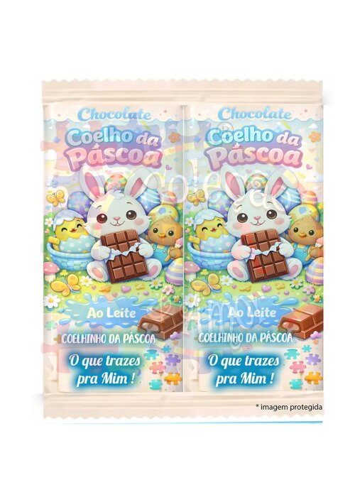 Kit 5 Adesivos de Páscoa para Barra de Chocolates Coelho - Faça você mesmo