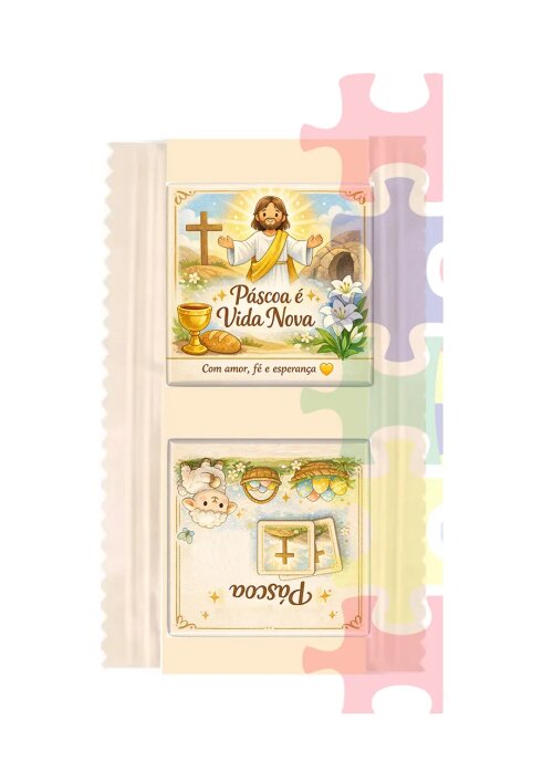 Kit 12 adesivos de Páscoa religiosos para tabletes de chocolates