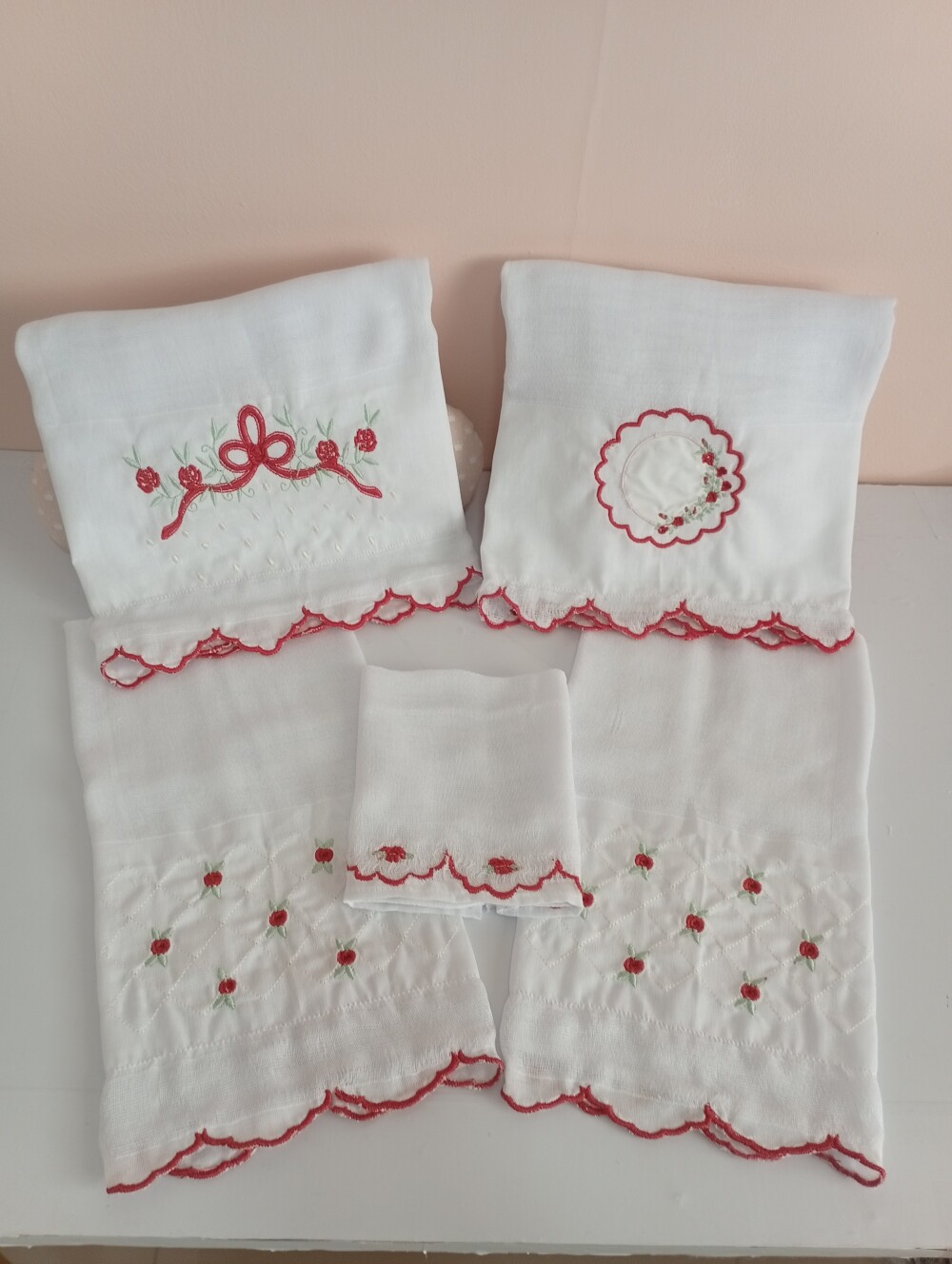 Fraldas bordadas kit floral