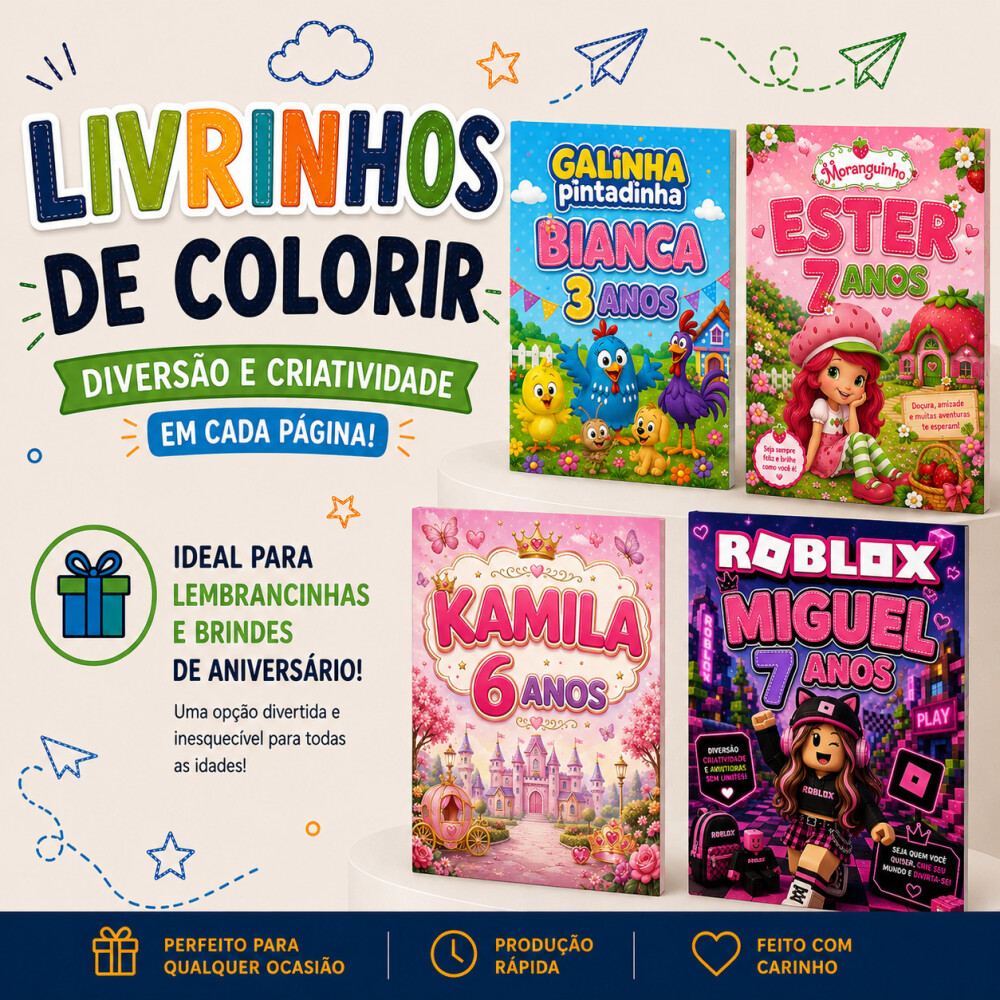 Livrinho de colorir A6 qualquer tema 10X15