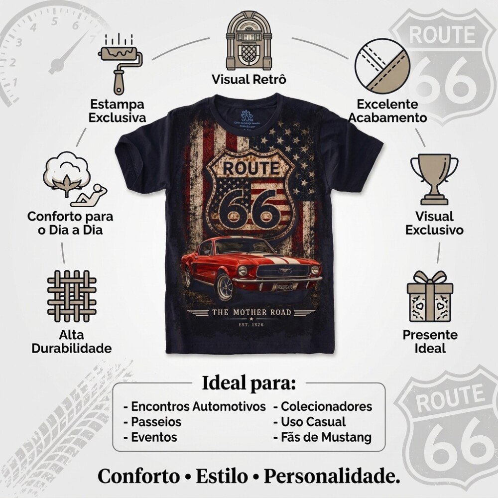 Camiseta Route 66 Mustang S-720