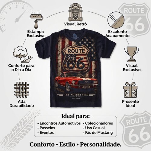 Camiseta Route 66 Mustang S-720
