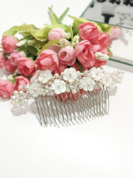 Arranjo de Cabelo Noiva Pente Perola