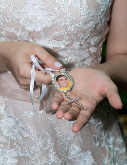 Relicário de Casamento com Pingente e Foto
