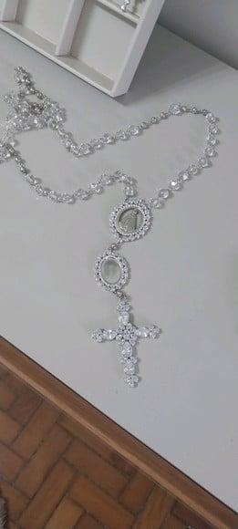 Terço Dezena de Noiva de Cristais N S Aparecida e Relicario