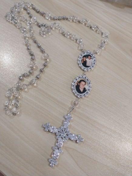 Terço Personalizado de Noiva Cristal com Foto Relicário