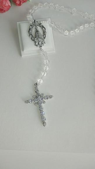 Terço para Noiva Cristal e Zirconia Nossa Senhora Aparecida