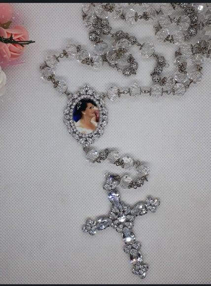 Terço Personalizado de Noiva Cristal com Foto Relicário