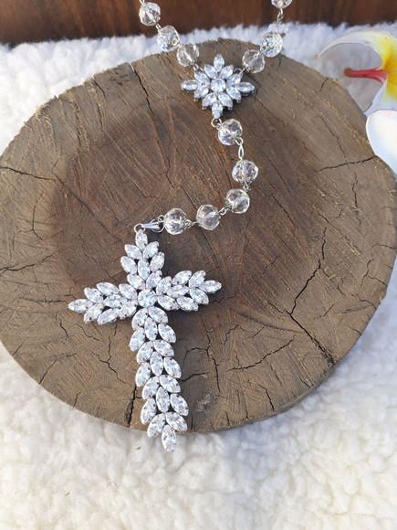 Terço Personalizado de Noiva Cristal e Zirconias